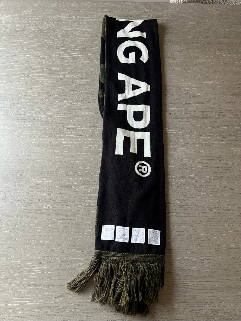 Bape Camo Knit Scarf in Olive, Black & Brown